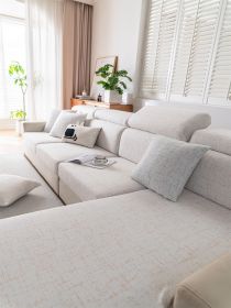 1 Pc Printed Milk Silk Elastic Sofa Cover, All Inclusive Universal Set, All Season Universal Anti Slip Seat Cushion, Light Luxury (Color: Orange, size: Sofa back cover)
