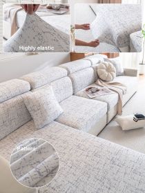 1 Pc Printed Milk Silk Elastic Sofa Cover, All Inclusive Universal Set, All Season Universal Anti Slip Seat Cushion, Light Luxury (Color: Grey, size: Sofa head cover)