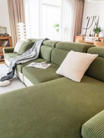 1 Pc Sofa Cover, Waterproof Hat, All Season Universal Cover, Seat Cushion, Cat Scratch, Fully Wrapped in Fleece (Color: green, size: L-shaped sofa)