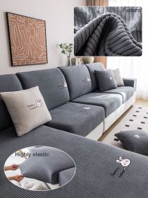 1 PC Dove Velvet Sofa Cover All Inclusive Universal Anti Cat Scratch All Season Universal Sofa Cover Cushion Sofa Hat (Color: Dark Gray, size: 4-person seat)