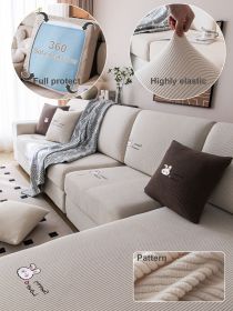 1 PC Dove Velvet Sofa Cover All Inclusive Universal Anti Cat Scratch All Season Universal Sofa Cover Cushion Sofa Hat (Color: Beige, size: Pillow cover)