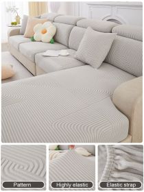 1 Pc Yunliu Jacquard Velvet Sofa Cover Full Package Anti Cat Scratch Sofa Cover Elastic Full Package Universal Four Seasons Sofa Hat (Color: Light Gray, size: Sofa head cover)
