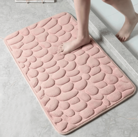 3D Non Slip Bathroom Mat Cobblestone Embossed Bath Mats (Color: pink, size: 40*60)