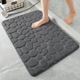 3D Non Slip Bathroom Mat Cobblestone Embossed Bath Mats (Color: DARK GREY, size: 50*80)