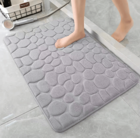3D Non Slip Bathroom Mat Cobblestone Embossed Bath Mats (Color: LIGHT GREY, size: 40*60)