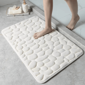 3D Non Slip Bathroom Mat Cobblestone Embossed Bath Mats (Color: White, size: 50*80)