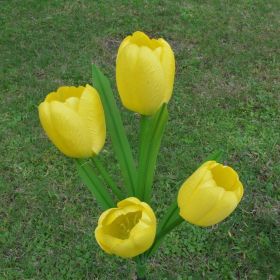 LED Tulip Flower Stake Light Solar Energy Rechargeable Garden Patio Pathway (Color: yellow)