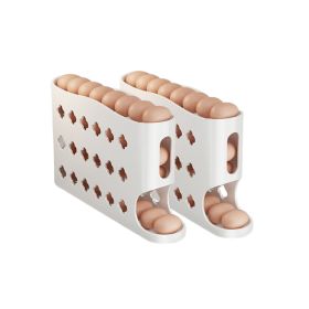 2Pcs/Set Multi-layer Household Refrigerator Side Door Rolling Egg Storage Box (type: Egg Storage Box, Color: Milky White)