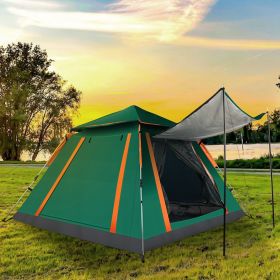 4-5 Person Pop-Up Camping Tent, Instant Setup Family Tent with 2 Mosquito Nets Windows, Portable for Hiking, Backpacking & Outdoor Adventures (Color: green)