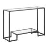 2-Tier Glass Console Table, Modern Rectangle Sofa Side Table with Tempered Glass Top and Iron Legs