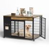 42-Inch Double Wide Wooden Double-Door Dog Crate Side Table Combo