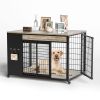 42-Inch Double Wide Wooden Double-Door Dog Crate Side Table Combo