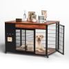 42-Inch Double Wide Wooden Double-Door Dog Crate Side Table Combo