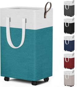 75L Rolling Laundry Basket with Wheels, Collapsible & Waterproof Laundry Hamper, Mobile Clothes Hamper (Material: Cotton and Flax)