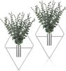 8 Pcs Hanging Planters with Artificial Eucalyptus Metal Hanging Vase Indoor Plants Holder Modern Geometric Boho Bathroom Wall Decor for Living Room Ho
