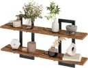 Floating Shelves, 15 Inch Wall Shelf Set of 2, Wall Mounted Storage Shelves 2-Tier, Hanging Bathroom Shelves, for Living Room, Bedroom, Bathroom