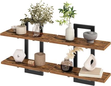 Floating Shelves, 15 Inch Wall Shelf Set of 2, Wall Mounted Storage Shelves 2-Tier, Hanging Bathroom Shelves, for Living Room, Bedroom, Bathroom (Shape: Rectangular)