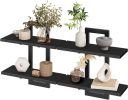 Floating Shelves, 15 Inch Wall Shelf Set of 2, Wall Mounted Storage Shelves 2-Tier, Hanging Bathroom Shelves, for Living Room, Bedroom, Bathroom
