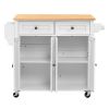 Kitchen Island Cart with Storage, 43.58 in Wide Mobile Rolling Storage Island on Swivel Wheels, with 2 Drawers, Storage Cabinet, Drop Leaf