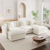 U-Shaped Sectional Sofa w/Reversible Footrest, 5-Seater Convertible Corner Couch with 2 Ottomans ,Modern Minimalist Soft Sofa & Couch for Living Room