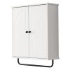 FRALIMK Over-the-Toilet Storage Cabinet with Towel Bar, White Bathroom Wall Cabinet with Arched Doors