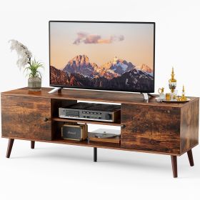 Panel TV cabinet can store black cabinets, suitable for home living room office TV cabinet (Color: Rust)