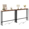 2 Pack 39.4" Narrow Console Sofa Table with Power Outlets and USB Ports
