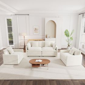 3 Piece Sofa Set with Arm Pillows and Toss Pillows , Sofa Set Include 2- Piece of Arm Chair and One 2-seat Sofa (Color: as Pic)