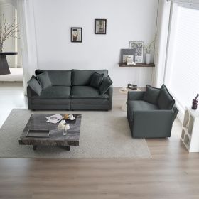 2 Seater Loveseat and Chair Set, 2 Piece Sofa & Chair Set, Loveseat and Accent Chair (Color: as Pic)