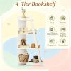 Modern 4-Tier Wooden Bookshelf Vertical Display Compact Bookcase for Small Spaces Home Office Decor