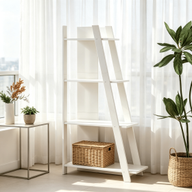 Modern 4-Tier Wooden Bookshelf Vertical Display Compact Bookcase for Small Spaces Home Office Decor (Color: White)