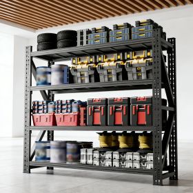 Heavy Duty Garage Shelving 6000LBS, Extra Wide Metal Adjustable Shelves (69"H x 75"W x 23.7"D) Industrial Storage Unit for Warehouse, Black (Color: Black, Material: Metal)