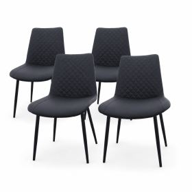 4pcs Modern PU Leather Dining Chair, for Dining Room, Kitchen, Living Room, Bedroom, Home, Restaurant & Cafe (Color: Black)