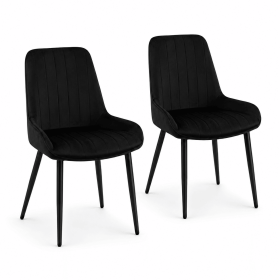 2pcs modern velvet dining chairs, fabric chairs with metal legs, dining chairs for living rooms, bedrooms, outdoor lounges, cafes, restaurants (Color: Black)