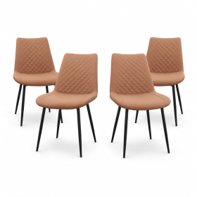 4pcs Modern PU Leather Dining Chair, for Dining Room, Kitchen, Living Room, Bedroom, Home, Restaurant & Cafe (Color: Brown)