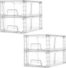 4 Pack Stackable Storage Drawers,Clear Acrylic Drawer Organizers with Handles, Easily Assemble for Fridge, Bathroom,Kitchen Undersink,Cabinet