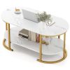 Marble Coffee Table with Open Storage Shelf