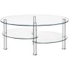 Tempered Glass Oval Side Coffee Table