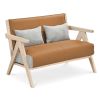Loveseat Sofa for Small Spaces with Throw Pillows Rubber Wood Frame Padded Seat