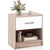 Bedside Table Nightstand with Drawer and Open Storage Shelf