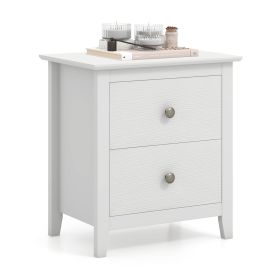 Modern Nightstand with 2 Drawers for Small Spaces (Color: White)