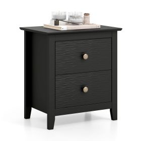 Modern Nightstand with 2 Drawers for Small Spaces (Color: Black)