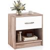 Bedside Table Nightstand with Drawer and Open Storage Shelf