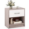 Bedside Table Nightstand with Drawer and Open Storage Shelf