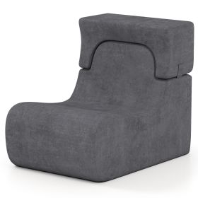 Floor Chair Lazy Sofa with Detachable Headrest (Color: Grey)