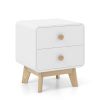 Nightstand with 2 Drawers Solid Rubber Wood Legs