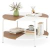 2-Tier Round Coffee Table Metal Frame with Storage Shelf
