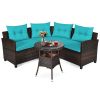 4 Pieces Outdoor Cushioned Rattan Furniture Set