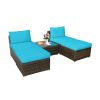 5 Pieces Wicker Lounge Chair Set with Washable Zippered Cushions