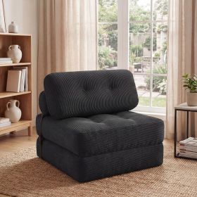 Folding Sofa Bed with Pillow and Back Support for Living Room (Color: Black)